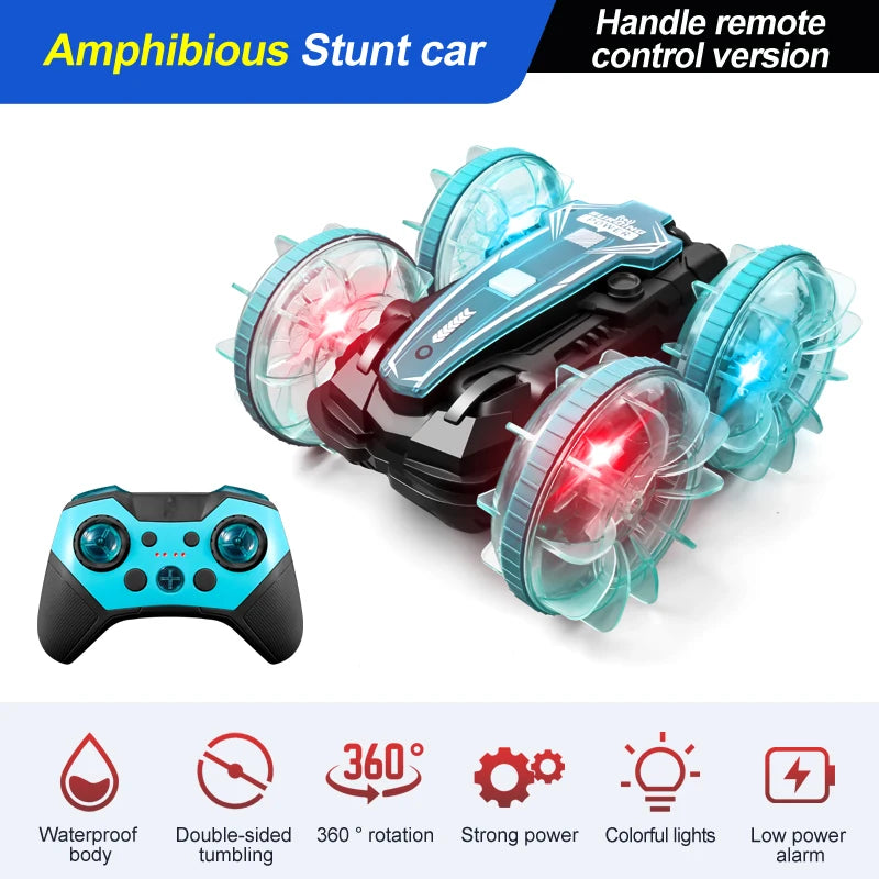 Amphibious RC car waterproof stunt car double side flip drift drive 360 ° rotation rc cars Kids toy For Outdoor Swimming Pool