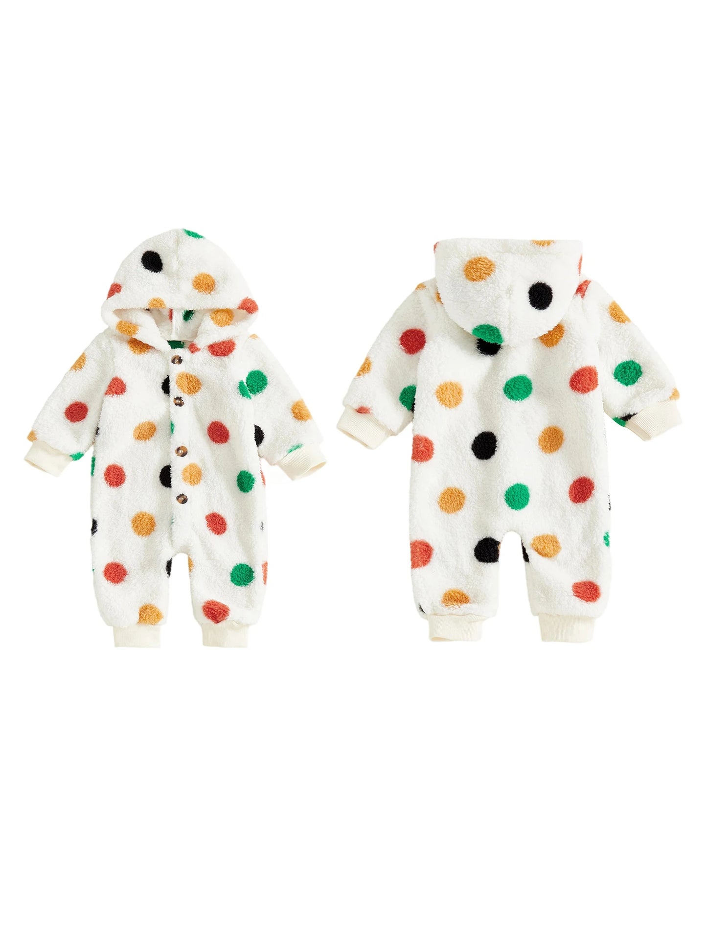 Adorable Baby Hooded Romper with Fun Animal Print Cozy Fleece Jumpsuit for Boys and Girls Long Sleeve Winter Outfit