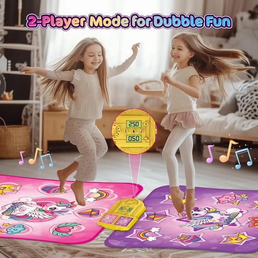 VATOS Unicorn Dance Mat x2 Toys for Girls 9-Level Dancing Game Indoor Outdoor Music Play Mat Christmas Gifts for Kids Ages 3+