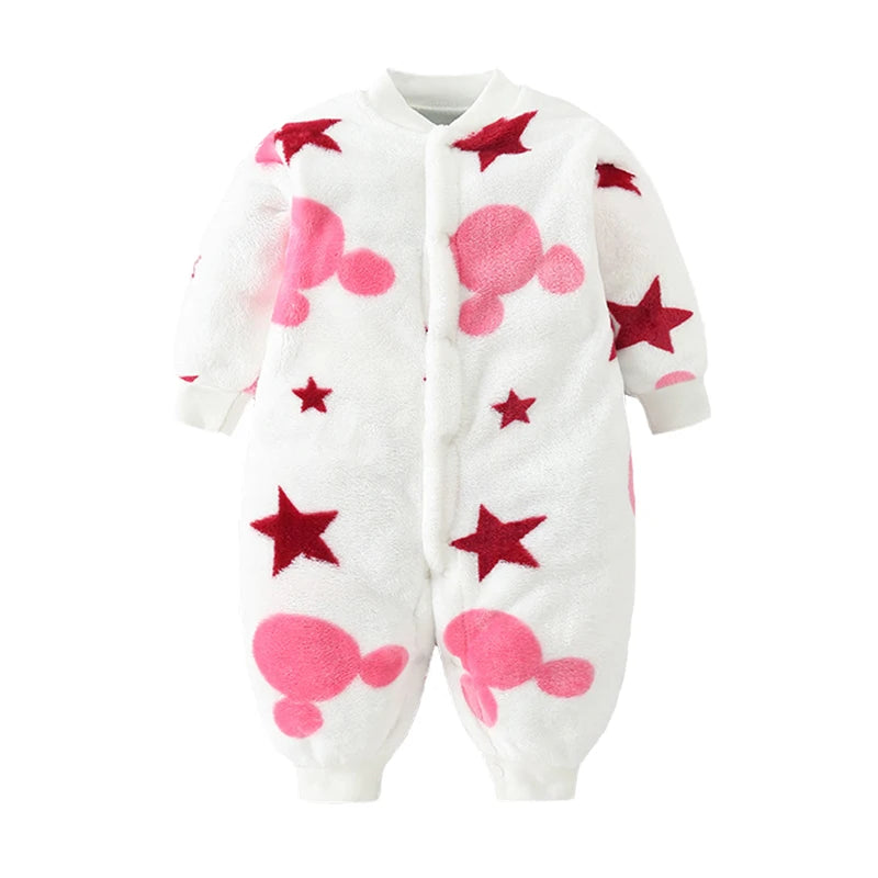 Newborn Baby Spring/Winter Romper - Soft Flannel Infant Jacket Jumpsuit for Girls/Boys | 0-18 Months Baby Clothes