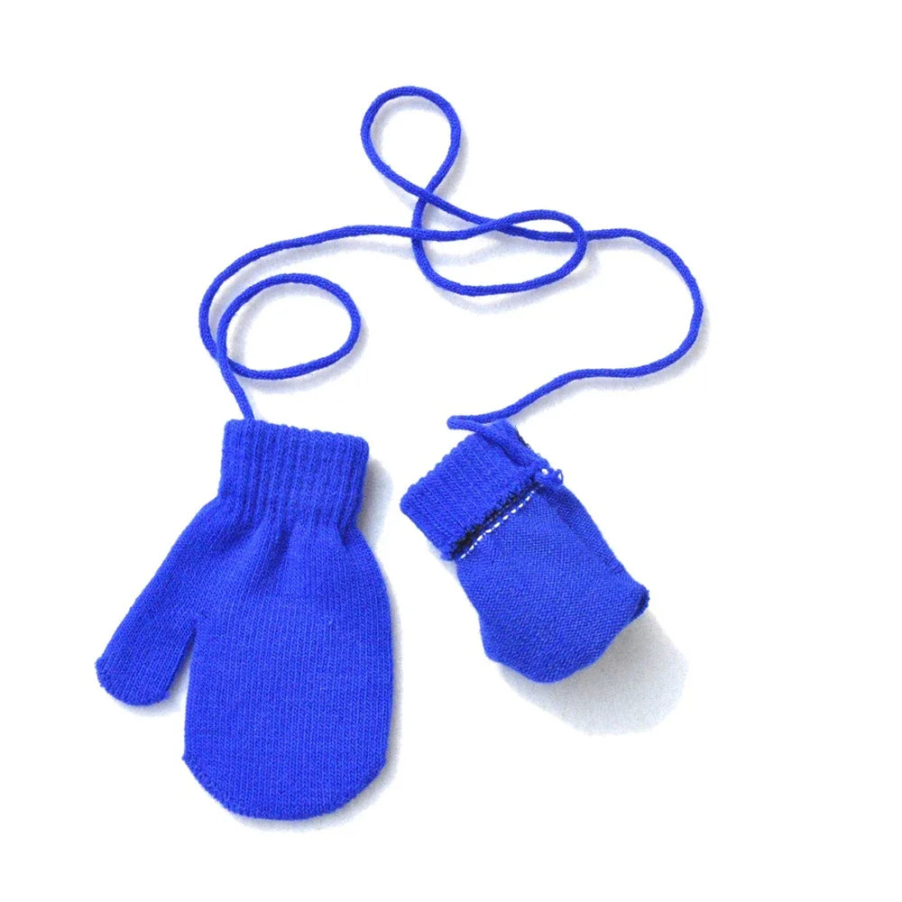 1-3Y Baby Winter Full Finger Gloves - Warm Neck-Hanging Mittens for Toddler Newborn Accessories