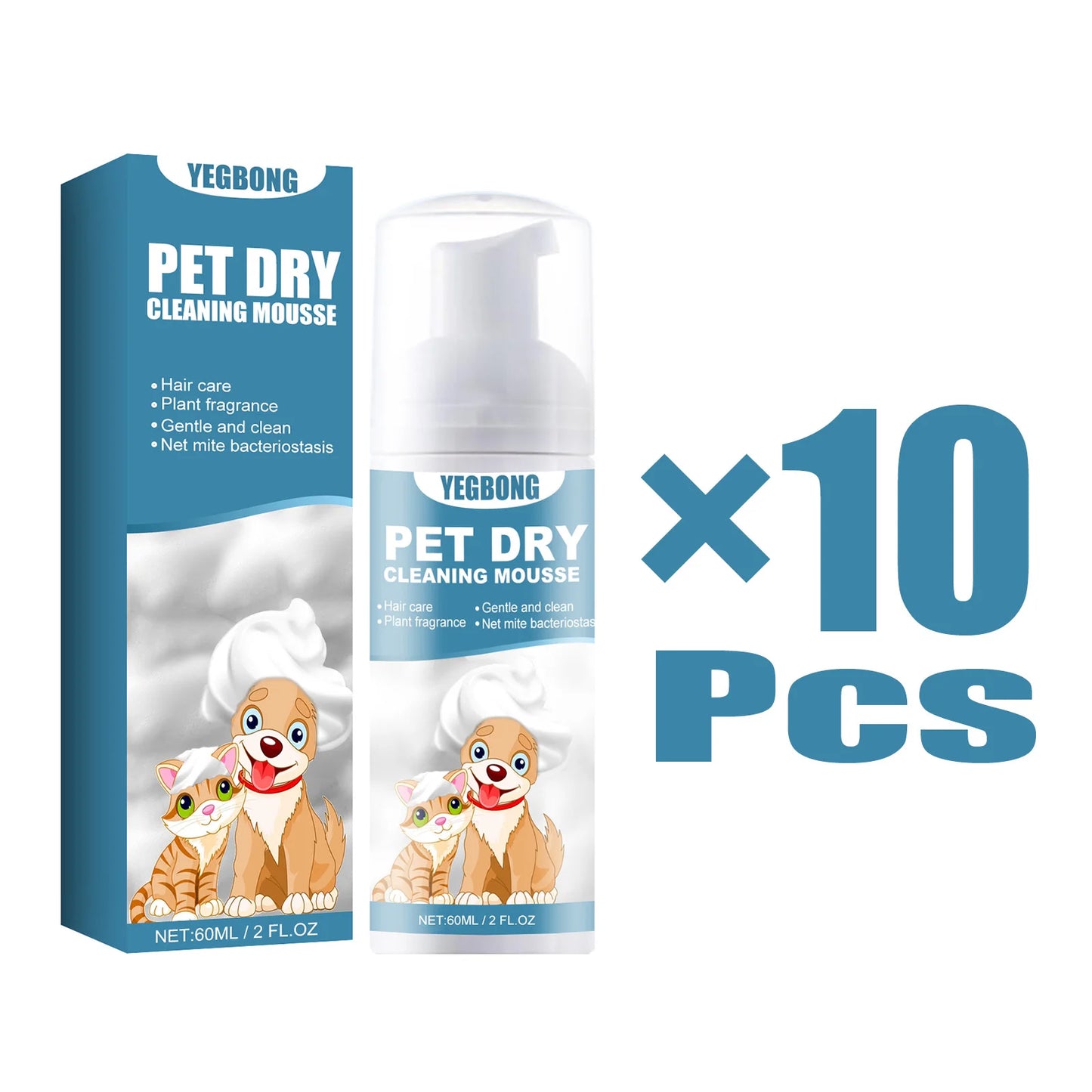 60ml Pet Dry Cleaning Shampoo Mousse Waterless Gentle Safe No Rinse Fresh Scent Deodorant Dogs Cats Outdoor Travel Bath Supplies