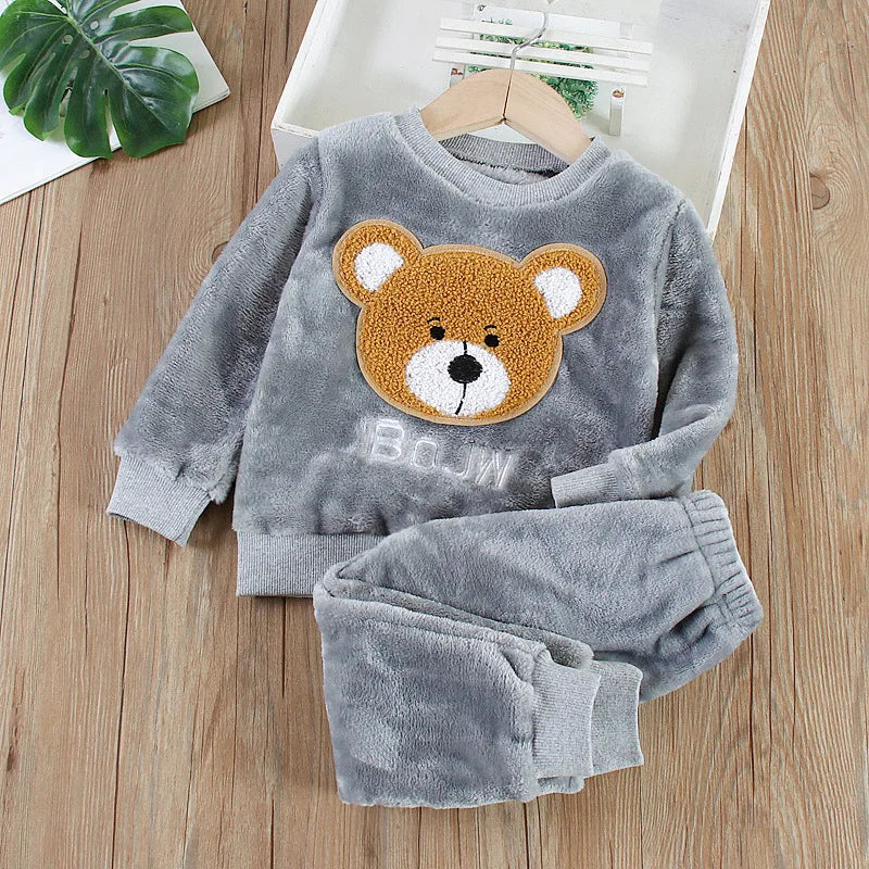IYEAL Baby Boy Girl Clothes Pajamas Set Flannel Fleece Toddler Children Warm Sleepwear Kids Home Suit Pyjamas Nightwear 1-7Years