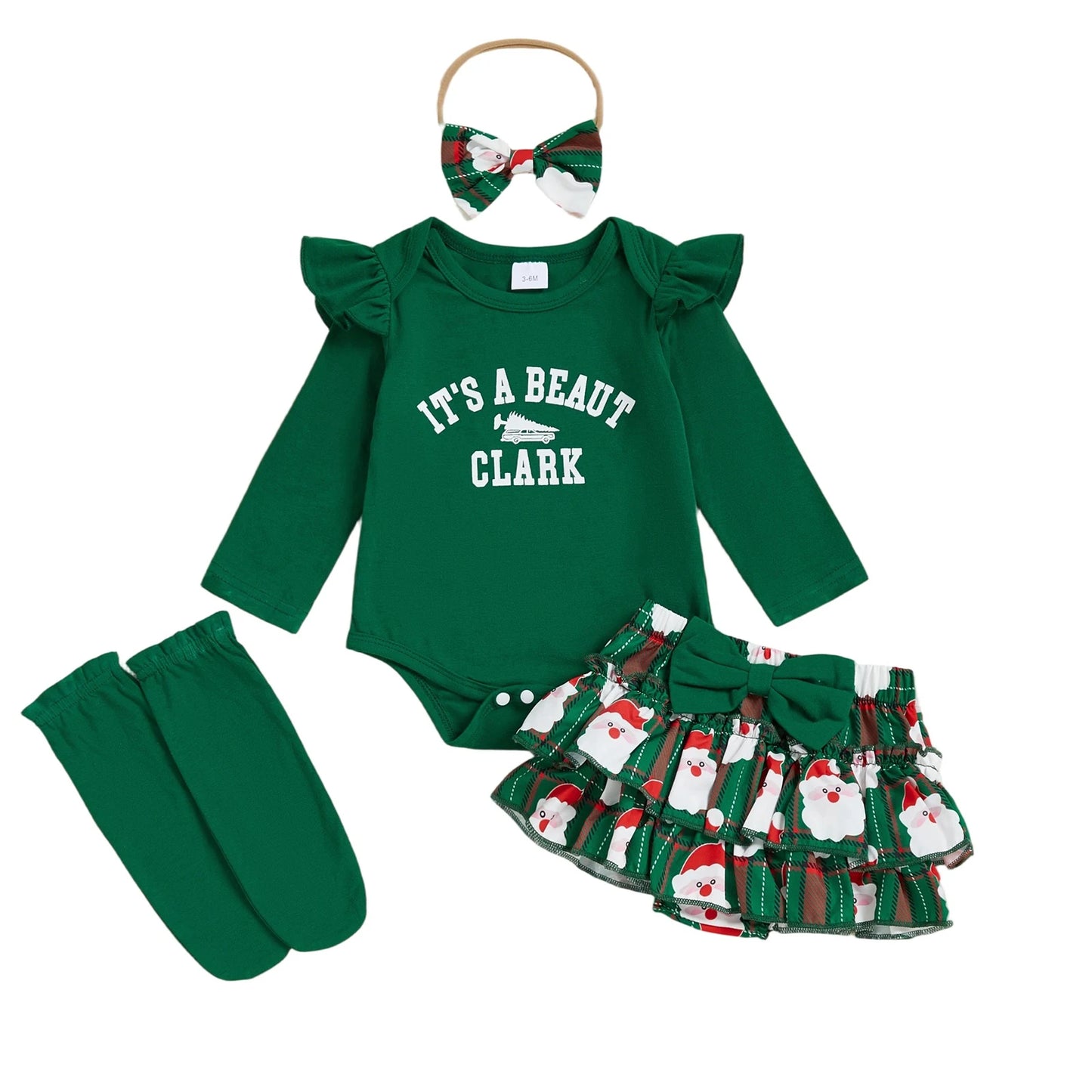 Toddler Boy Christmas Outfit Letter Print Long Sleeve Romper Santa Pants Bow Tie Hat Socks Set for Holiday Party