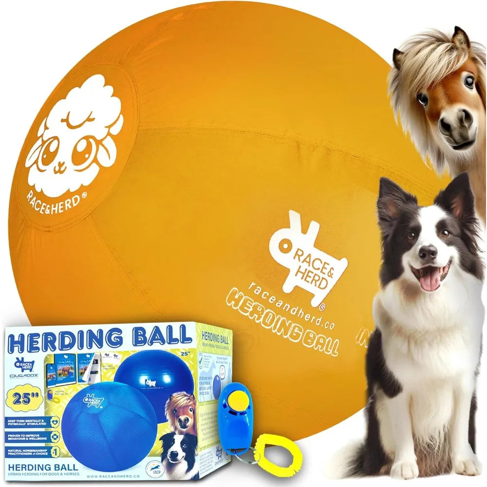 Race&Herd 25" Original Herding Ball for Dogs, Giant Herding Ball for Australian Shepherds, Dog Training Toy for Medium Breeds, D