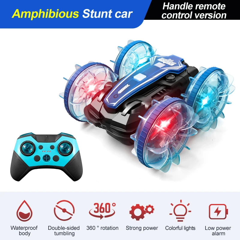 Amphibious RC car waterproof stunt car double side flip drift drive 360 ° rotation rc cars Kids toy For Outdoor Swimming Pool