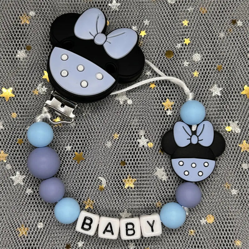 Free Handmade Personalized Name Baby Pacifier Clips Chains Silicone Beads Teether Teething Toys Dummy Holder Pacifier Chain Gift