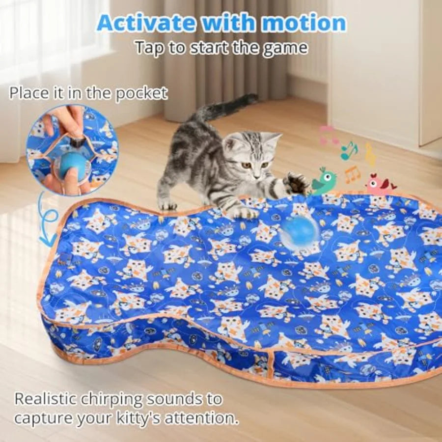 Interactive Cat Toy for Indoor Cats Hide and Seek Cat Toy Cat Play Mat Automatic  Activated Cat Enrichment Toys Electric SelfMo
