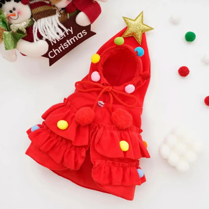 Dog Cloak Pet Cape and Shawl Christmas Dog Christmas Puppy Cosplay Santa Tree Costume Happy Festival Puppy Cat Coat Supplies