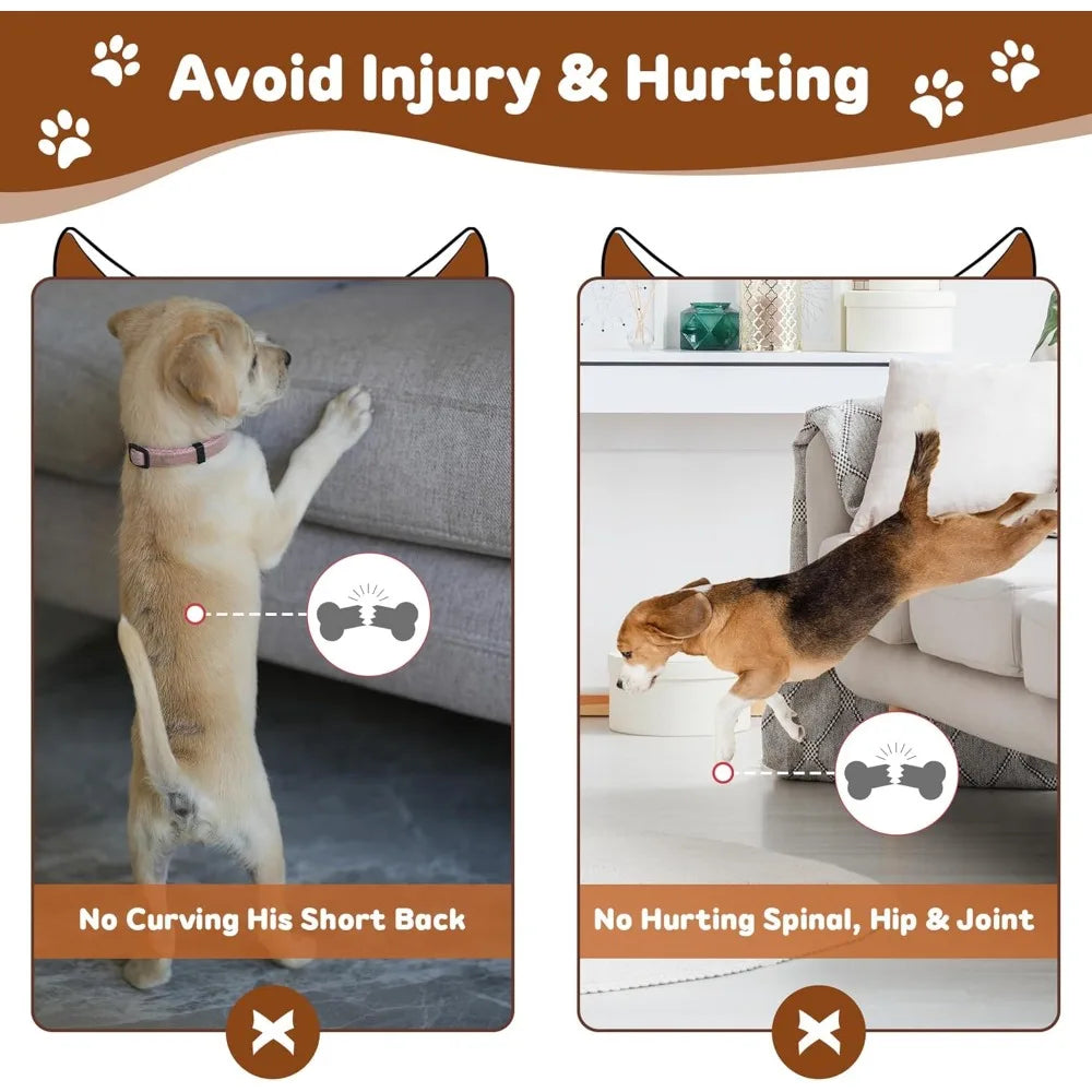 Wooden Dog Ramp for Bed with Removable Side Rail and Non-Slip Carpet, Stable Pet Ramp Stair for Couch Sofa for Small & Large & S