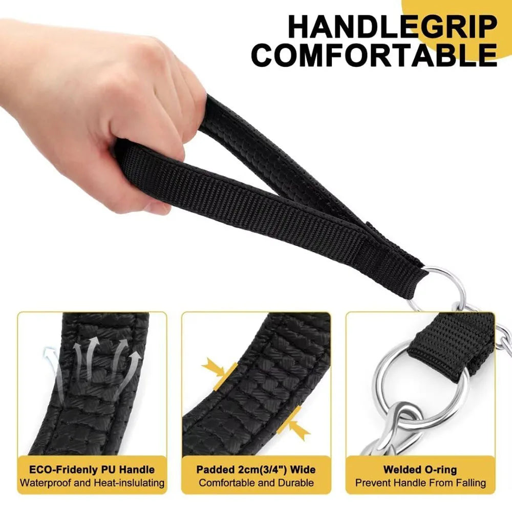 Chew Proof Dog Leash for Medium Large Dogs Heavy Duty Metal Chain Dog Leash with Soft Padded Handle Anti Bite Chain for Pitbull