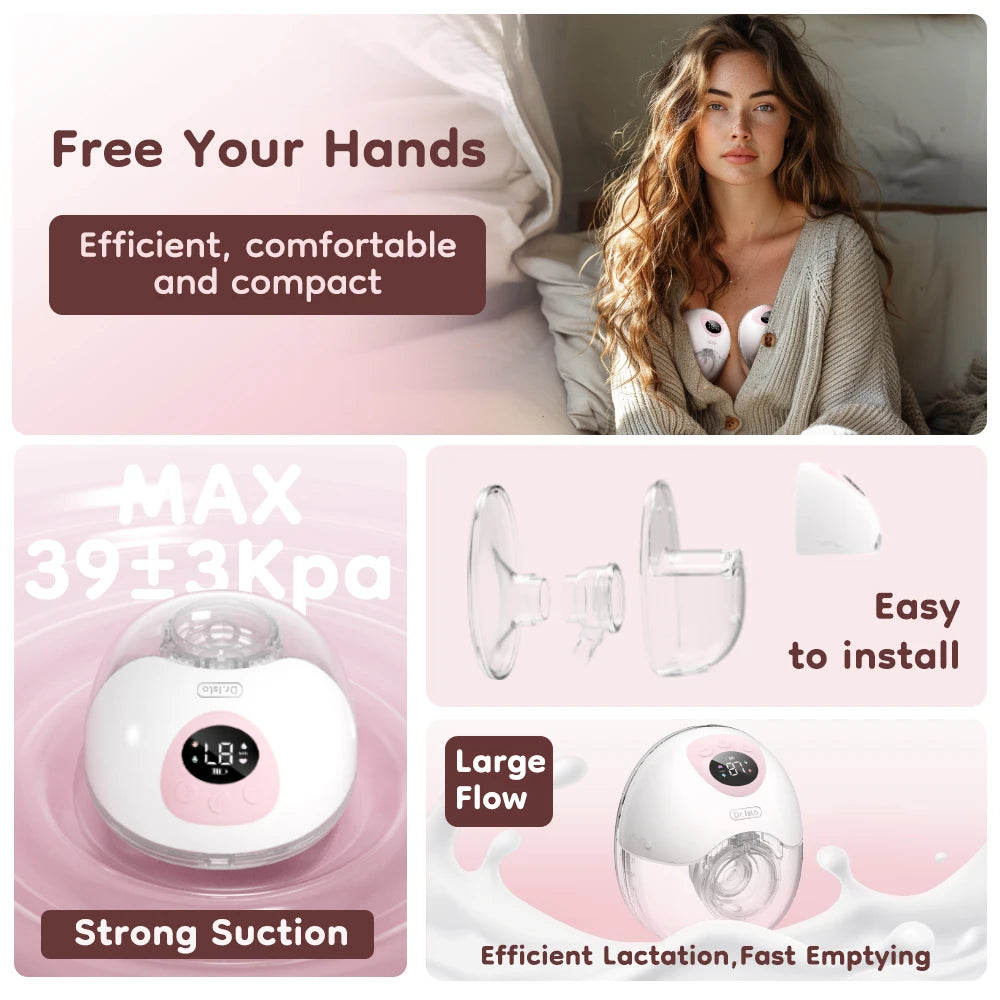MAMIJOY 2PCS Wearable Electric Breast Pump 4 Modes 36Suction Levels Silent Leak-Proof Hands Free Breast Pumps Breastfeeding EB50