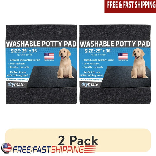 Washable Potty Pad Training Mat 2 Pack Waterproof Absorbent Slip Resistant Large Size Dogs Cats Reusable Incontinent Animals