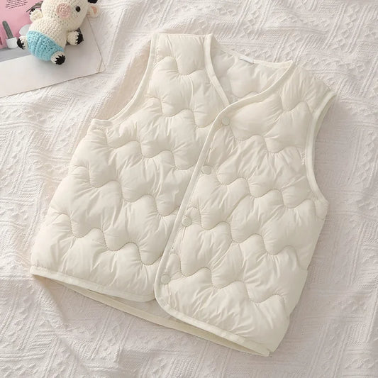 Kids Warm Vest Winter Girls Boys Thicken Waistcoat Outerwear Children Teens Cotton Solid Color Jackets Vest for 1-6Years