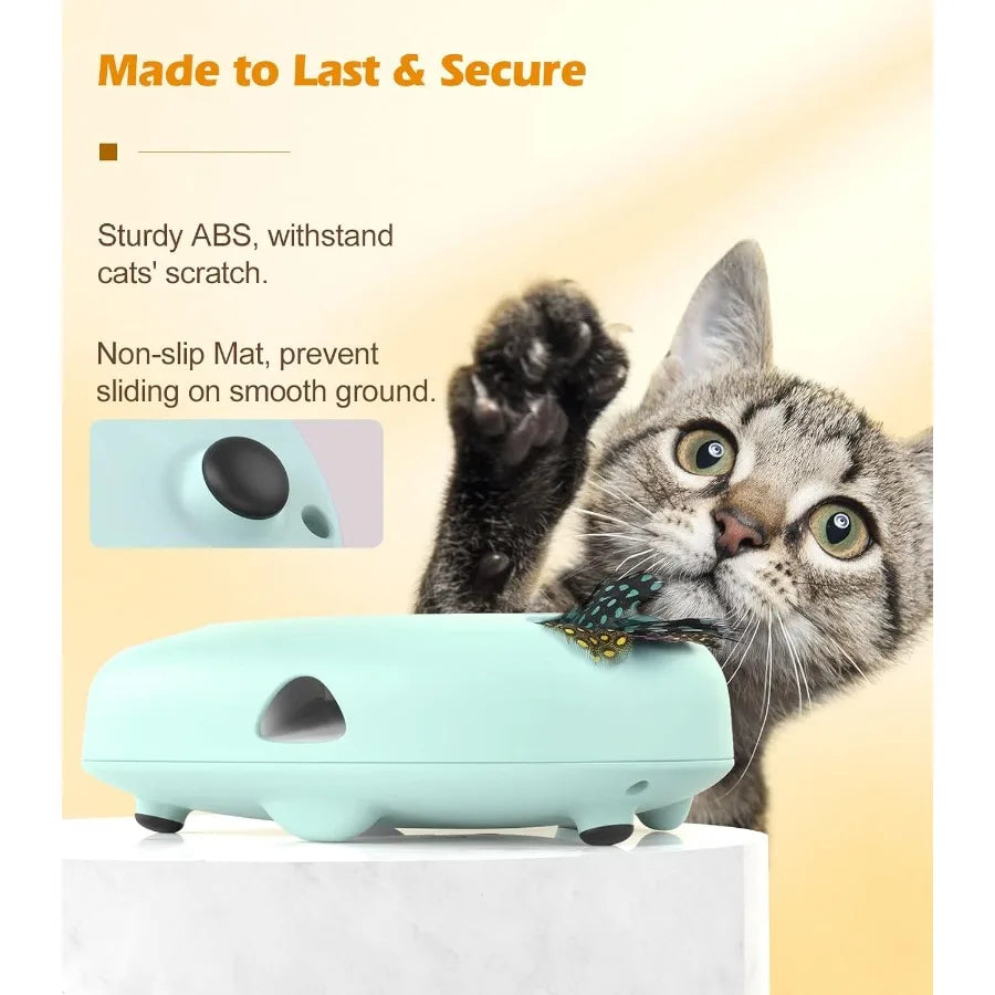 Interactive Cat Toys Automatic Cat Exercise Teaser Toy with 3 Replacement Rotating Feathers Automatic Electronic Rotating Tease