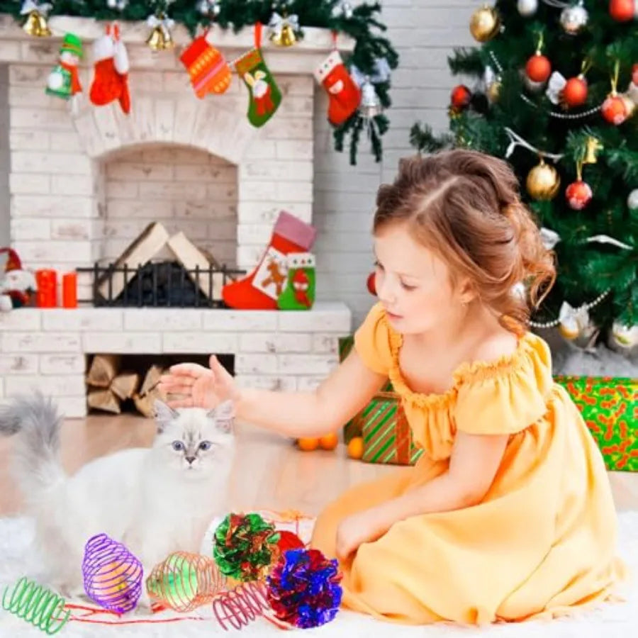 18 Pack Assorted Cat Metal Spring Ba Stretchable Large Cat Spiral Toy Crinkle Ba Interactive Kitten Rolling Coils Spring Inside