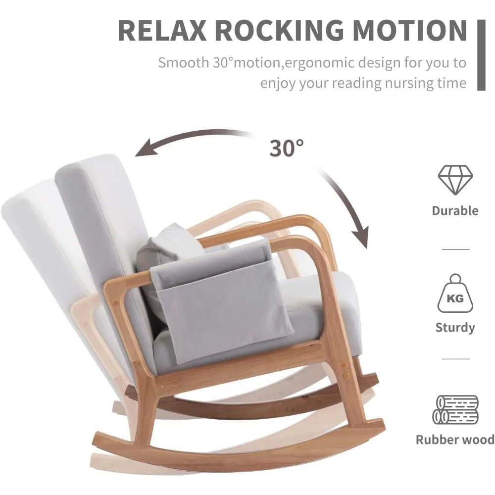 Rocking Chairs with Ottoman，Rocker Chair Glider Chair，Modern Mid Century Living Room Chair Nursing Comfy Chairs for Mom Seniors