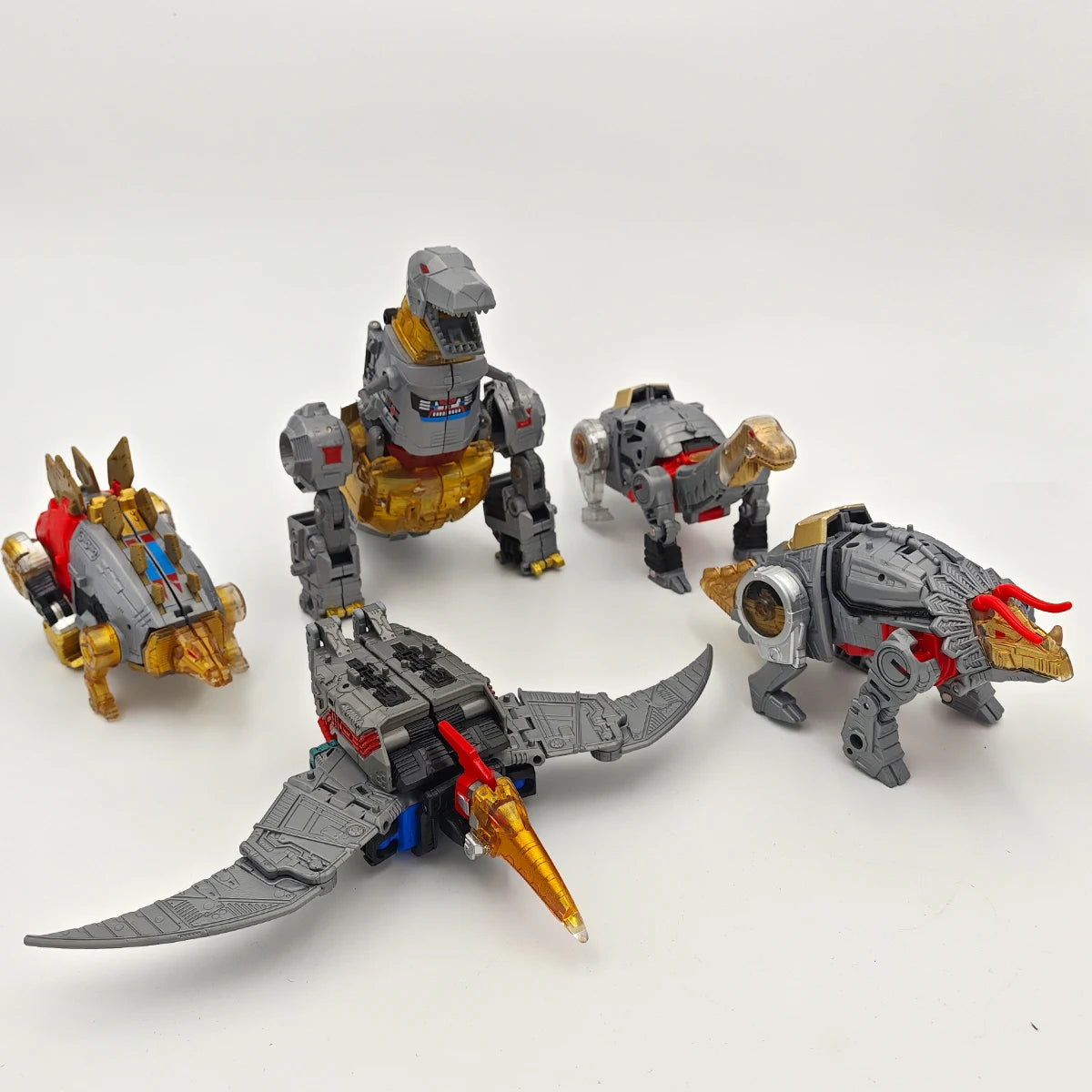 5IN1 BPF ABS Model Transformation G1 Robot Toy Dinoking Volcanicus Grimlock Slag Sludge Snarl Swoop Slash Dinobots Action Figure
