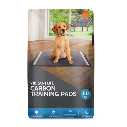 Large Charcoal Puppy Training Pads 22x22 Inches 50 Count Leakproof Absorbent Odor Neutralizing Quick Drying Built-In Attractant