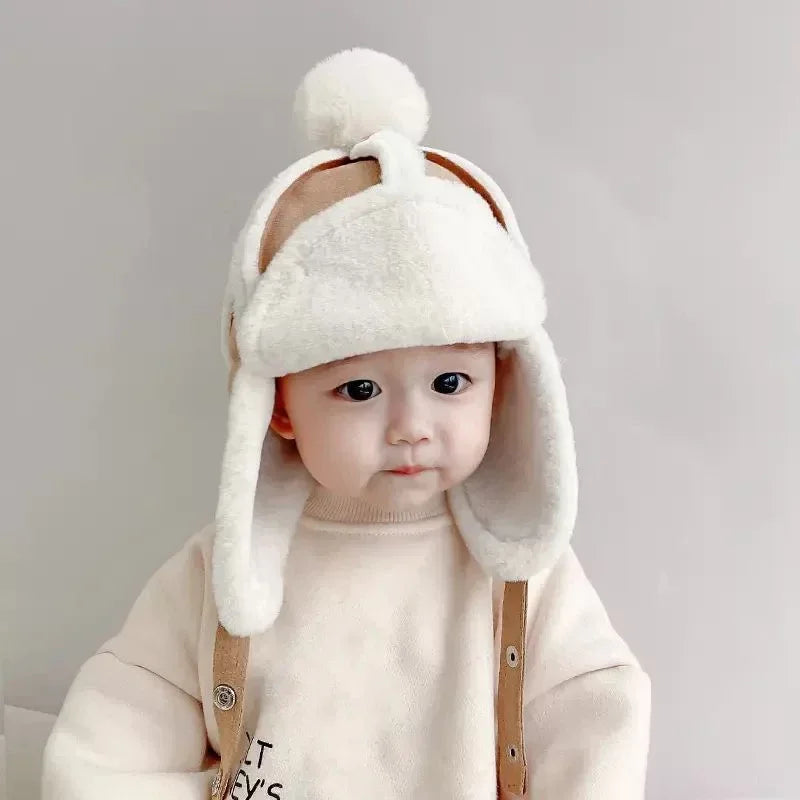 Baby Toddler Winter Ushanka LeiFeng Hat Cute Pompom Earflap Warm Outdoor Ear Protection Kids Cap