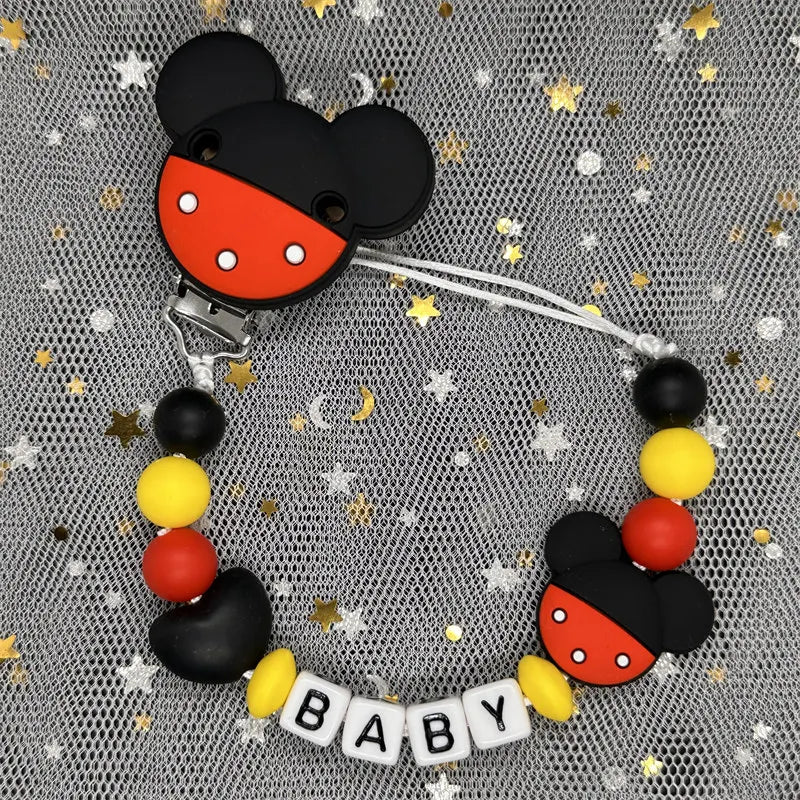 Free Handmade Personalized Name Baby Pacifier Clips Chains Silicone Beads Teether Teething Toys Dummy Holder Pacifier Chain Gift