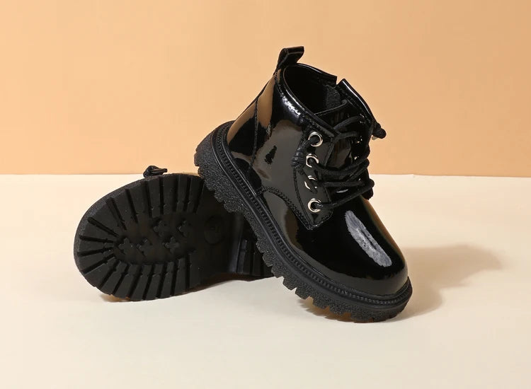 2024 New Spring Baby Boots For Girls Leather Waterproof Boys Rubber Ankle Boots Non-slip Soft Sole Fashion Toddler Kids Shoes