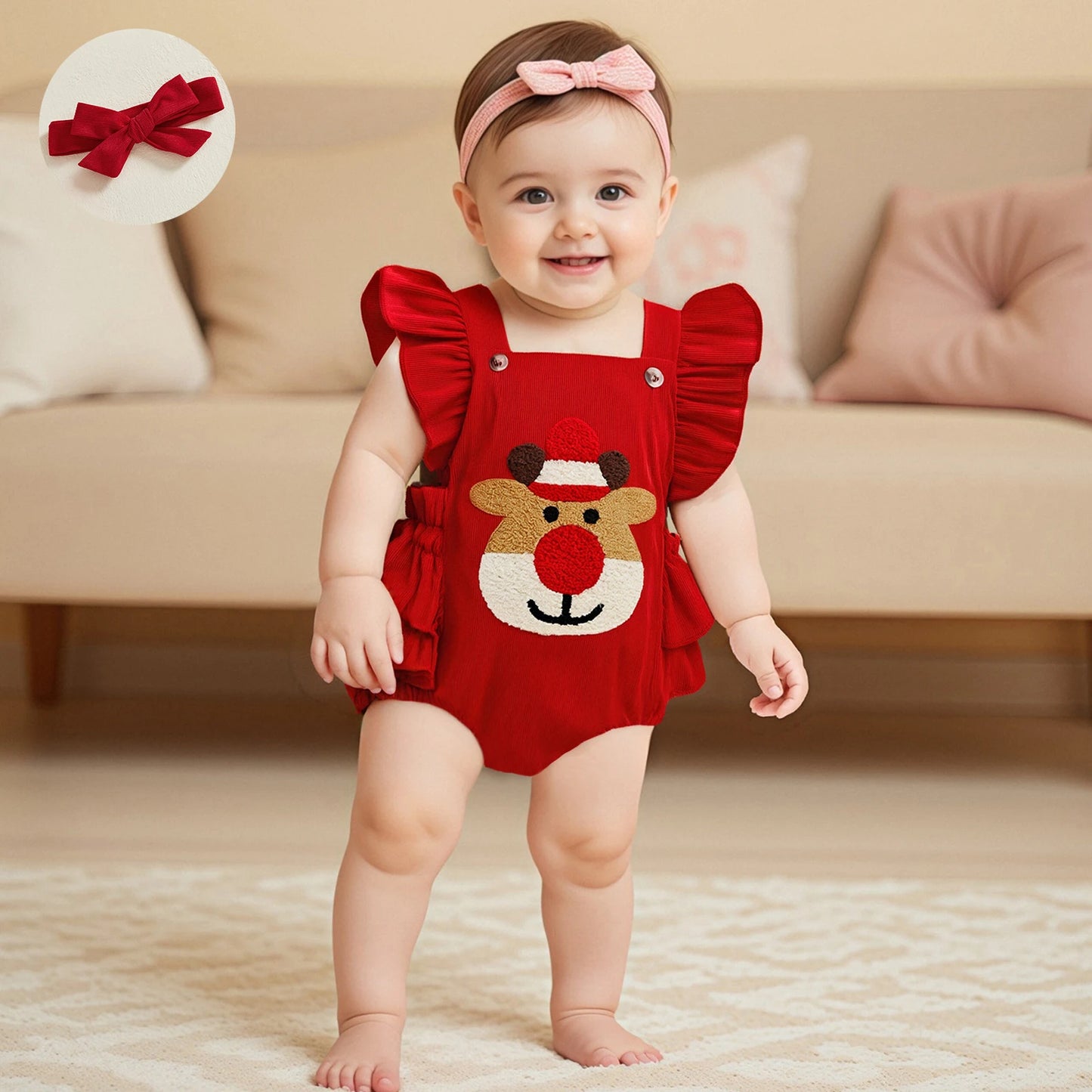 Toddler Christmas Dress Long Sleeve Santa Claus Print Tutu Skirt with Headband for Holiday Party and Photoshoot