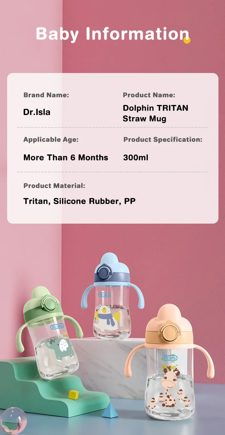 1/2/5pcs Healthy Portable Baby Bottle Silicone High-Temperature Resistant High-Capacity Baby Training Cup BPA Free 300ml