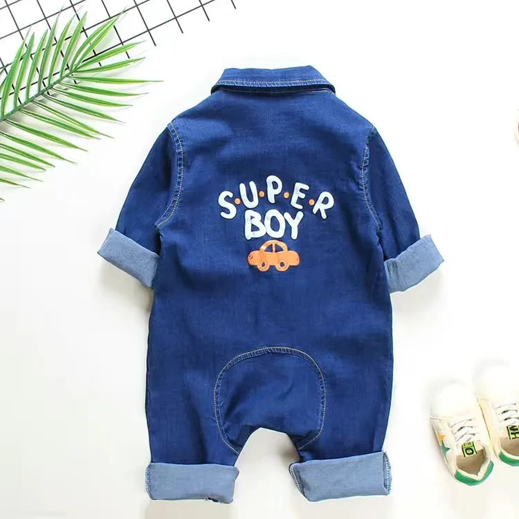 Baby clothes newborn jumpsuit denim romper spring and autumn boy girl romper baby fart romper romper cartoon giraffe romper