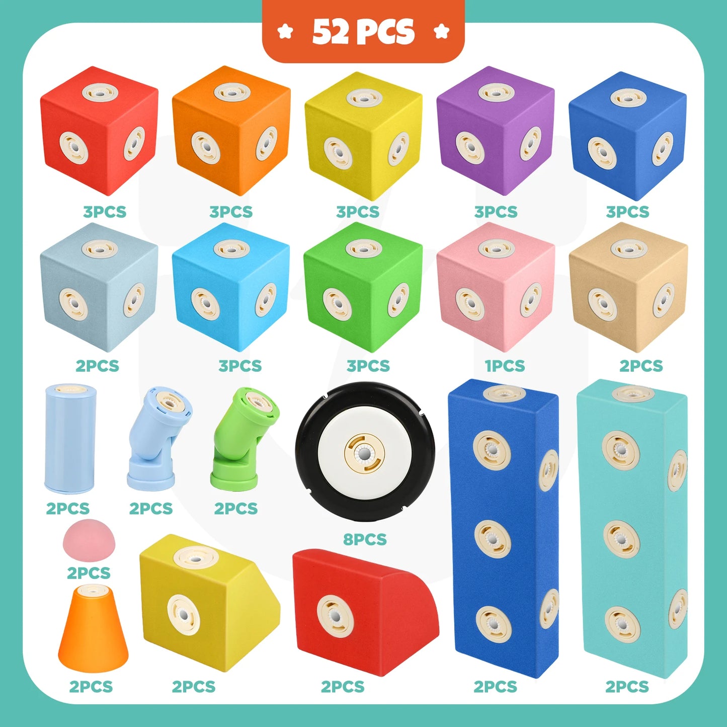 Foam Magnetic Building Blocks,52PCS Magnetic Alphabet Truck Toys,Educational Learning Toys for 1 2 3 Year Old Boys Girls Gift