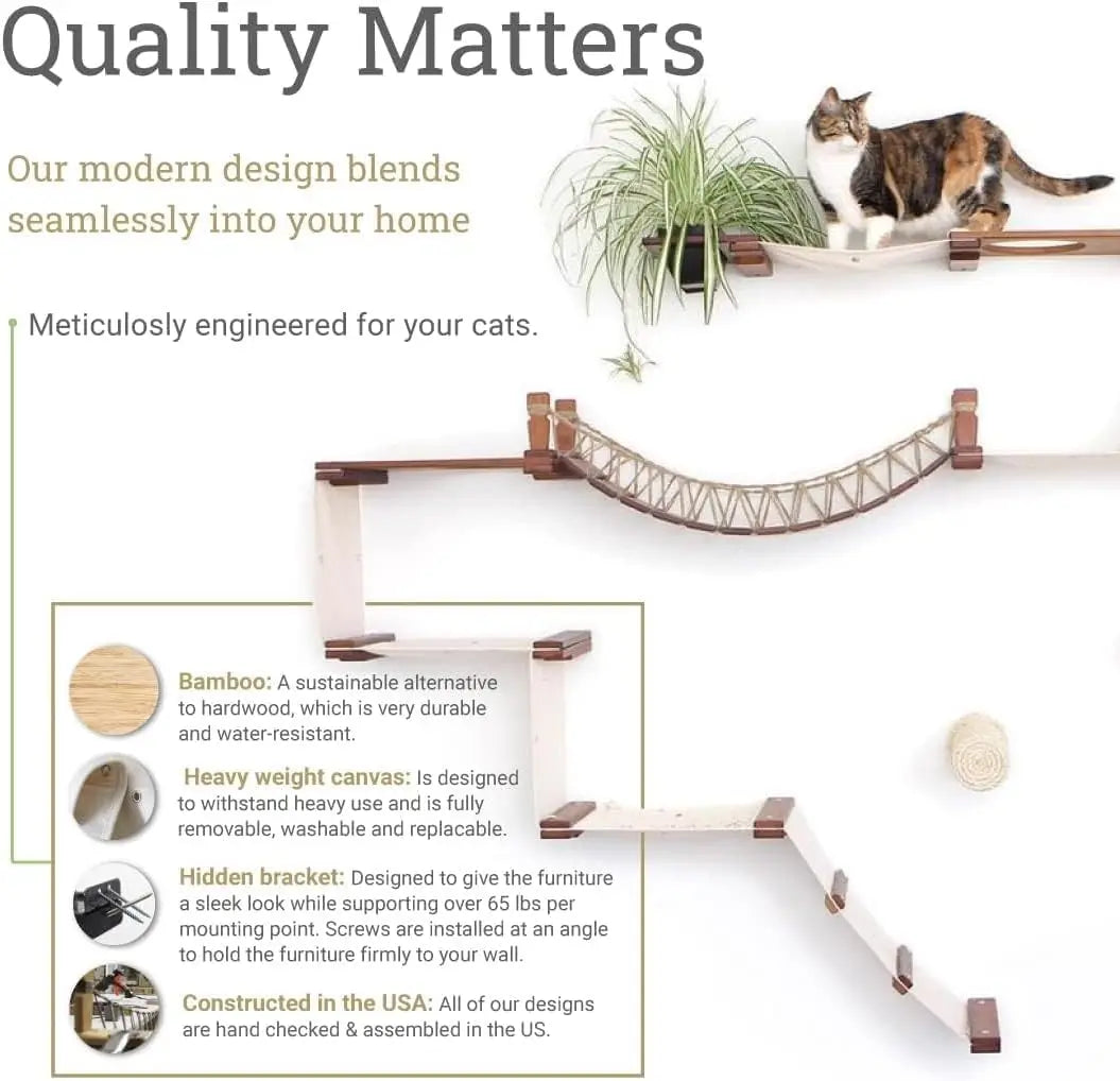 Cat Bridge Wall-Mounted Play and Lounge Toy Cat Tree Tower Alternative for Pets