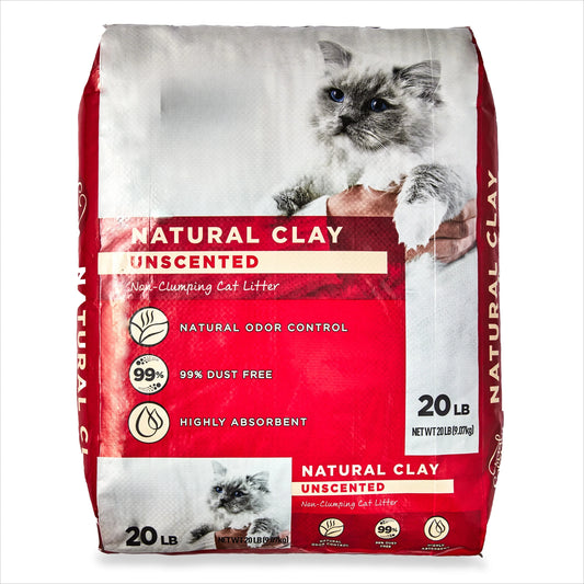 (4 pack) Non-Clumping Unscented Natural Clay Litter, 20 lbs