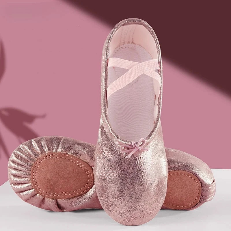 For Girl Ballet Shoes PU Leather Ballet Dance Slippers Split Sole Kids Adult Women Ballerina Yoga Practice Shoes Tutu Dance Shoe