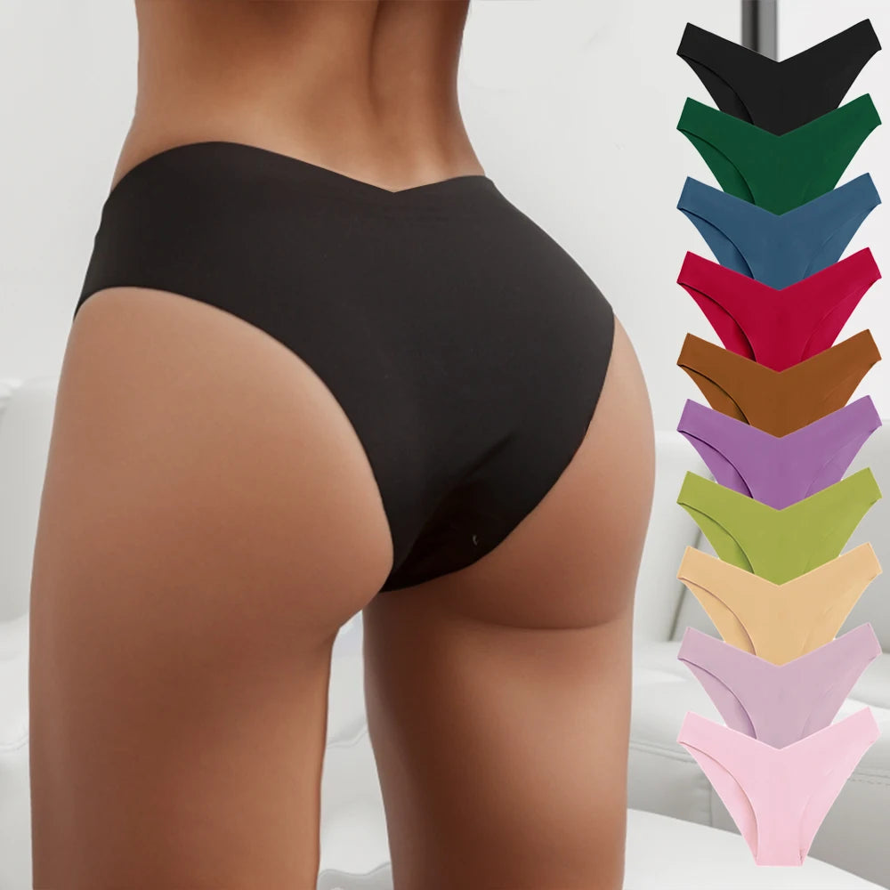 10Pcs/Set New Women's Panties Female Seamless Underwear Solid Ice Silk Lingerie 10 Pieces Women Panties 10 Pieces Free Shipping