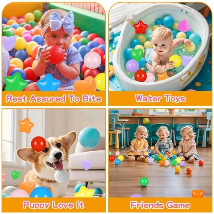 Ball Pit Balls 200 Bright Plastic Balls for Toddlers Phthalate Free BPA Free Crush Proof Balls in Reusable Play Toys for Kids