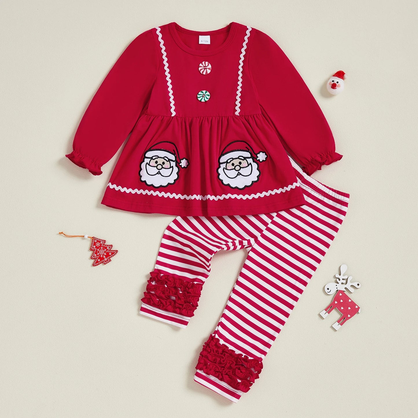 Adorable Infant Girls Outfit Set Stylish Winter Reindeer Print Sweater with Matching Leggings 2 Piece Ensemble for the Holidays