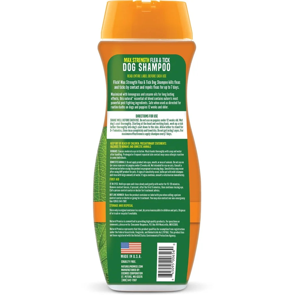 Natural Flea Tick Shampoo Dogs Max Strength Essential Oils Kills Repels Fleas Ticks Mosquitoes Soap Free Cleansing Gentle Long