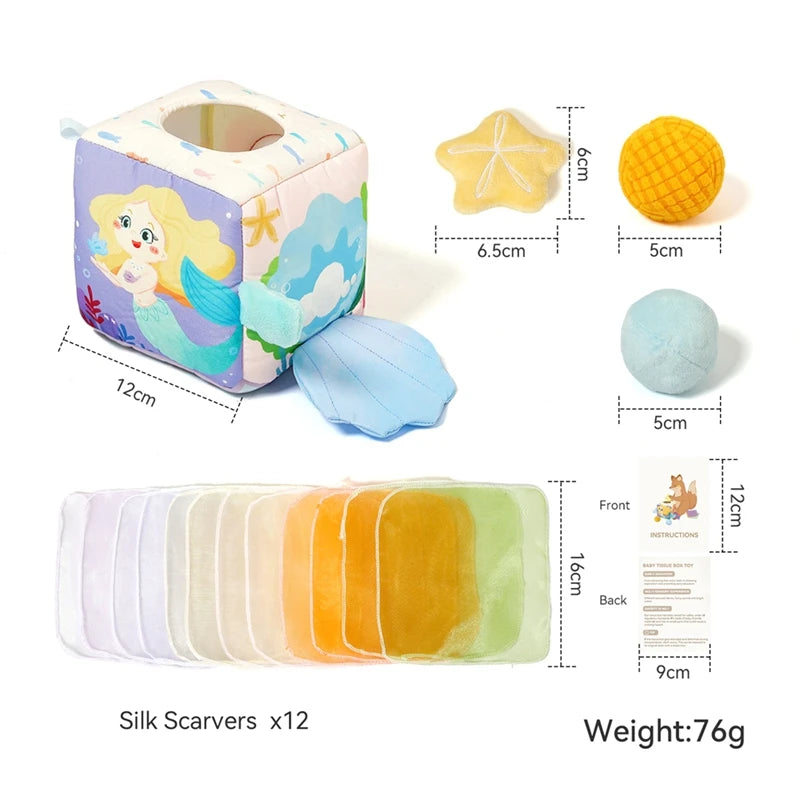 Baby Montessori Toy cotton Magic Tissue Box Finger Exercising Busy Board Game Educational Toy Soft Rattle Game Cloth Book Gift