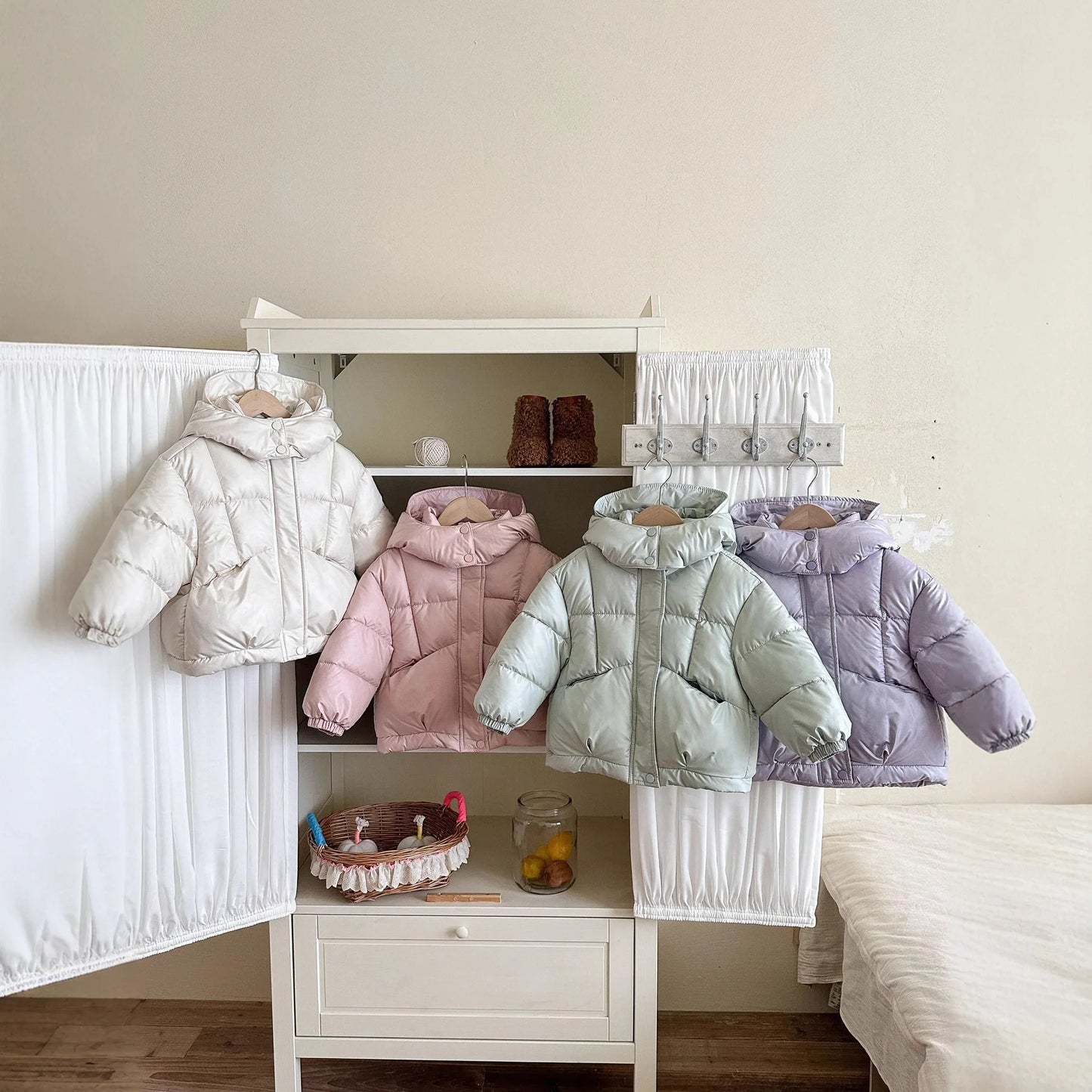 Winter Kids Girls Outerwear Fleece Thick Warm Teens Girls Parkas Hooded Toddler Baby Girls Jacket Outfit Little Boy Coat