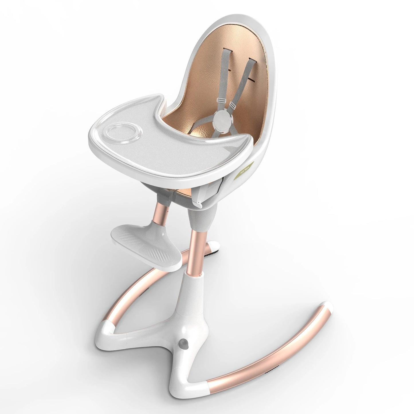 Hot Mom Baby High Chair With Adjustable Seat Height, Eating Chair with Foot Rest,Removable Tray,PU Leather Cushion