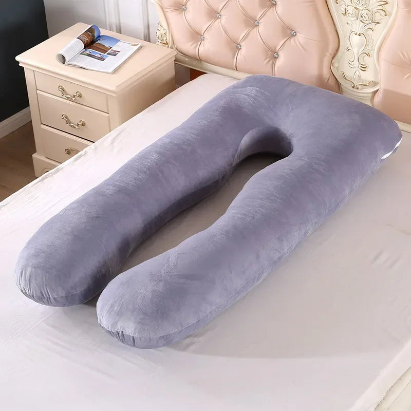 140x70cm 3000g 6.6lb Soft Pregnant Pillow U Type Lumbar Pillow Multi Function Side Protect Cushion for Pregnancy Women  velvet