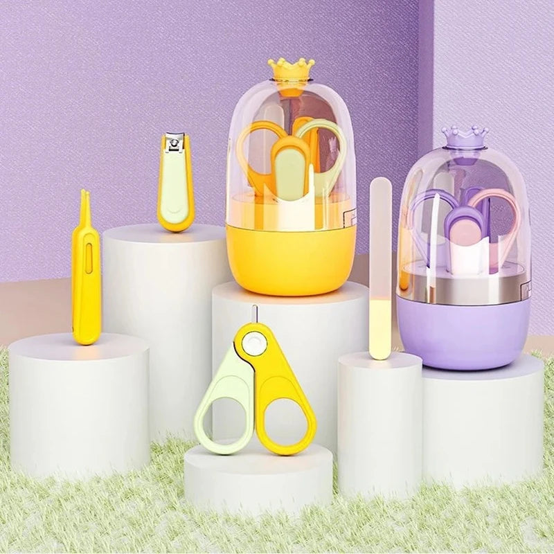 Children Manicure Kit Baby Nail Scissor Baby Nail Care Tool Set Kid Safe Portable Nail Clipper Trimmer File Tweezer with Box