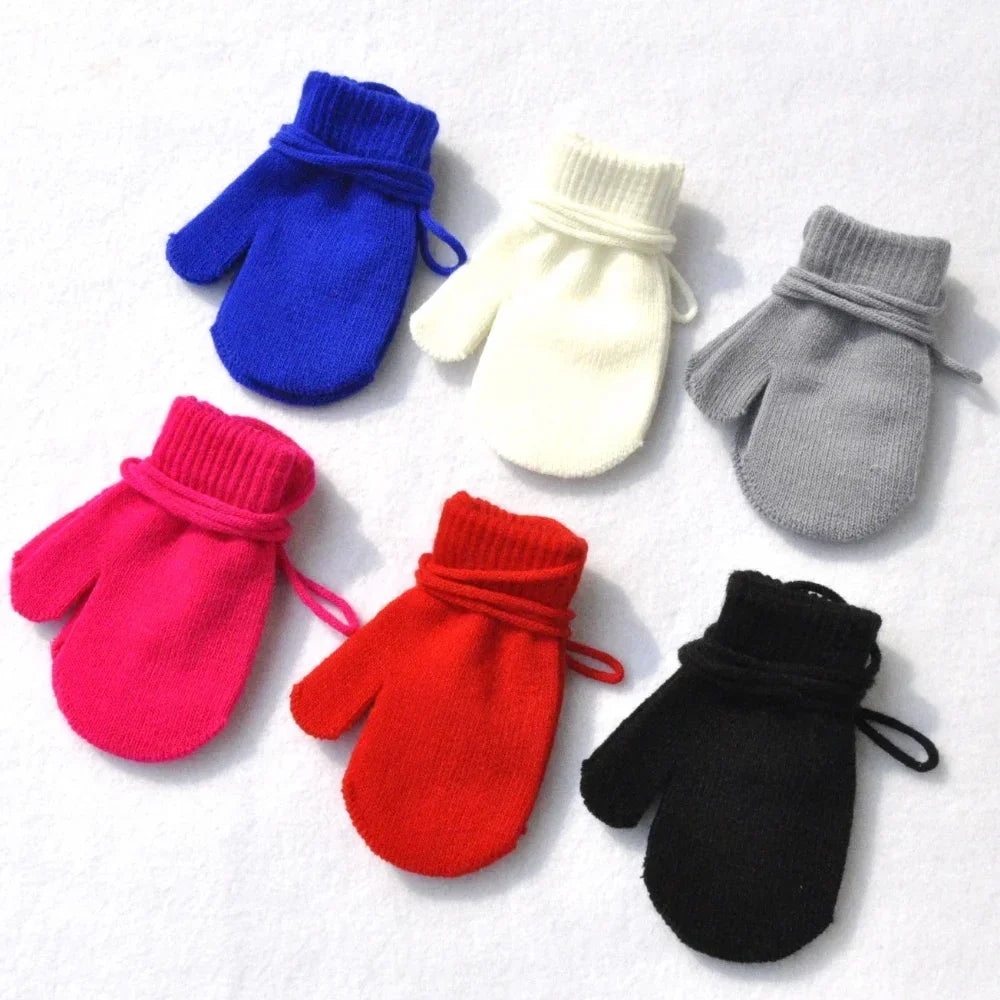 1-3Y Baby Winter Full Finger Gloves - Warm Neck-Hanging Mittens for Toddler Newborn Accessories