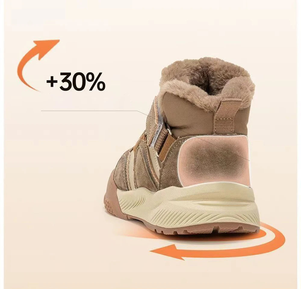 Winter Snow Boots For Children PU Leather Thick Warm Plush Boots For Boys Girls Soft Warm Cotton Shoes For Teenager Kids