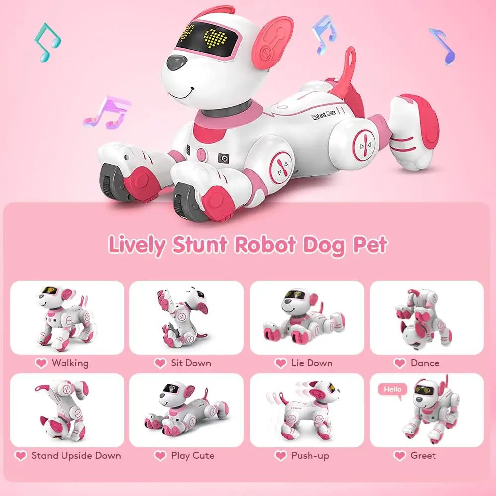 Vatos RC Robot Electronic Dog Stunt Dog Voice Command Programmable Touch-sense Music Song Robot Dog Toy Christmas Gifts for Kids