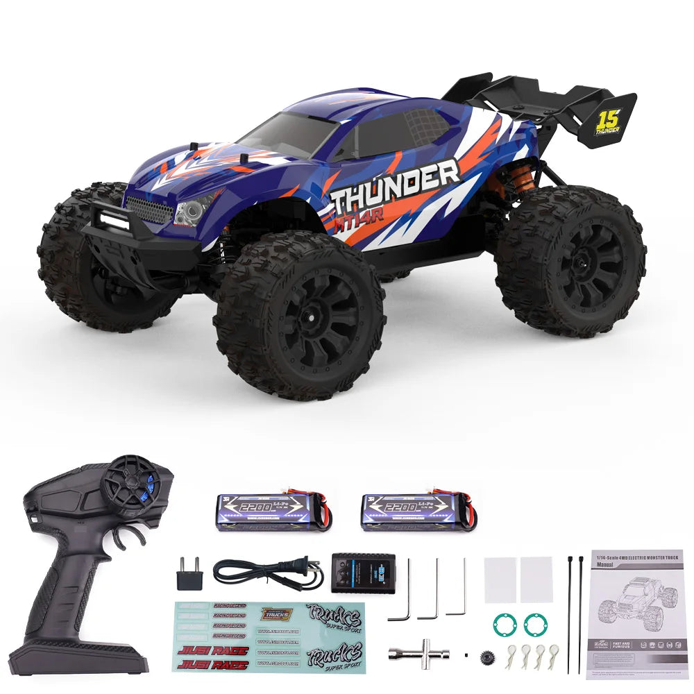 JIUSI MT14R 1/14 RC Racing Car 3S 35C 2200mAh 80km/h Brushless Motor 2.4G Remote Control 4WD   Off-road RC Trucks Toys