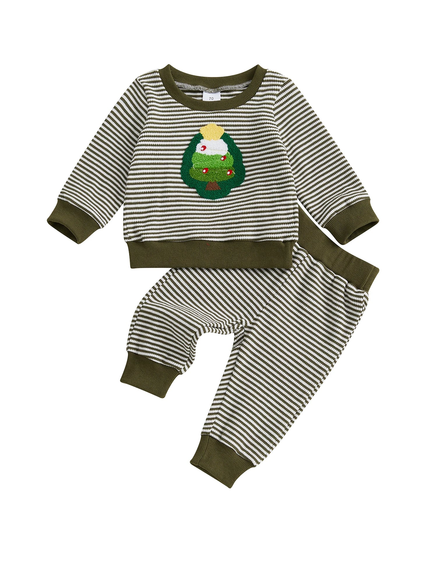 Baby Boys Christmas Outfits Santa Claus Reindeer Applique Plaid Flannel Shirt and Pants 2-Piece Clothing Set for Winter Holiday