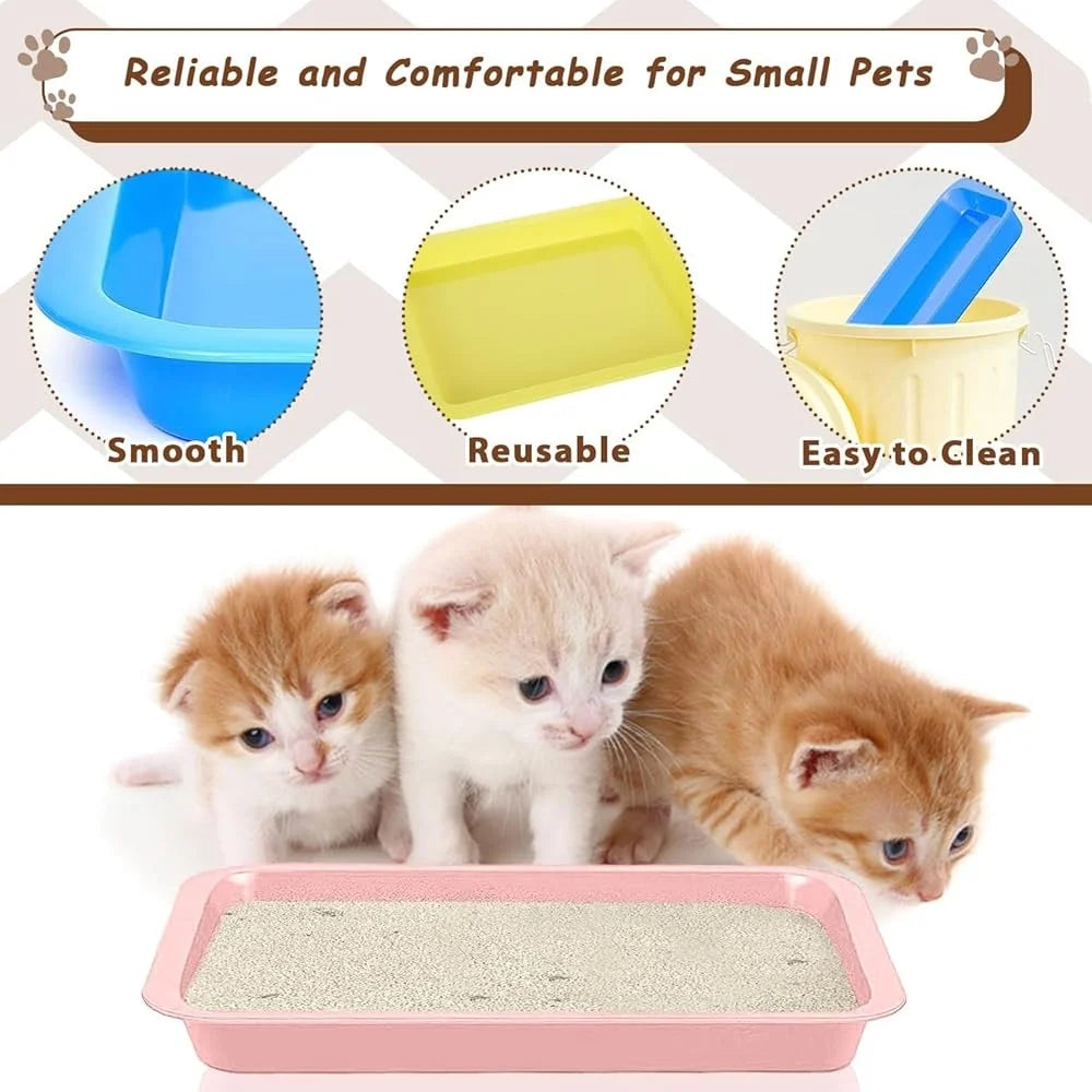 10 Pcs Portable Small Litter Box Kittens Waterproof Durable Nonstick Easy Clean Cat Litter Pan Multi Usage Ideal Training