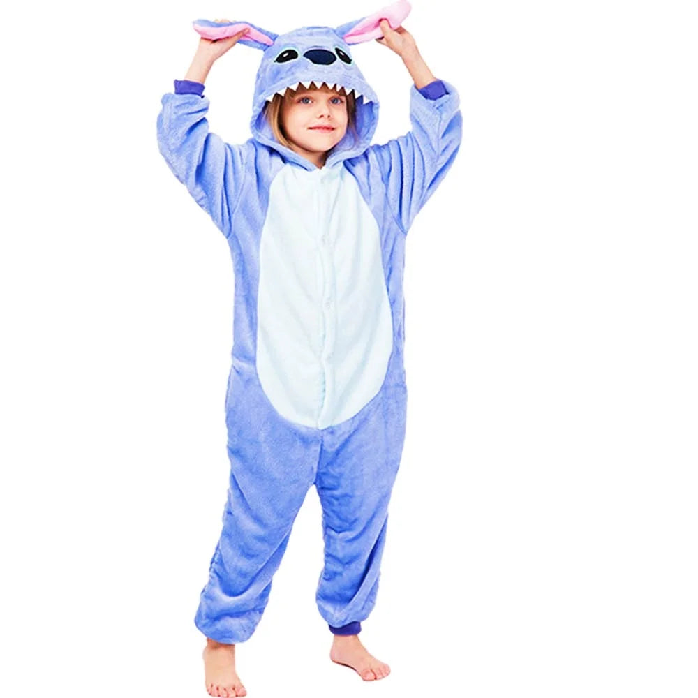 Kigurumi Stitch Cartoon Pajamas Sets Kids Children Animal Onesies Jumpsuit Girls Boys Anime Cosplay Costumes Christmas Halloween