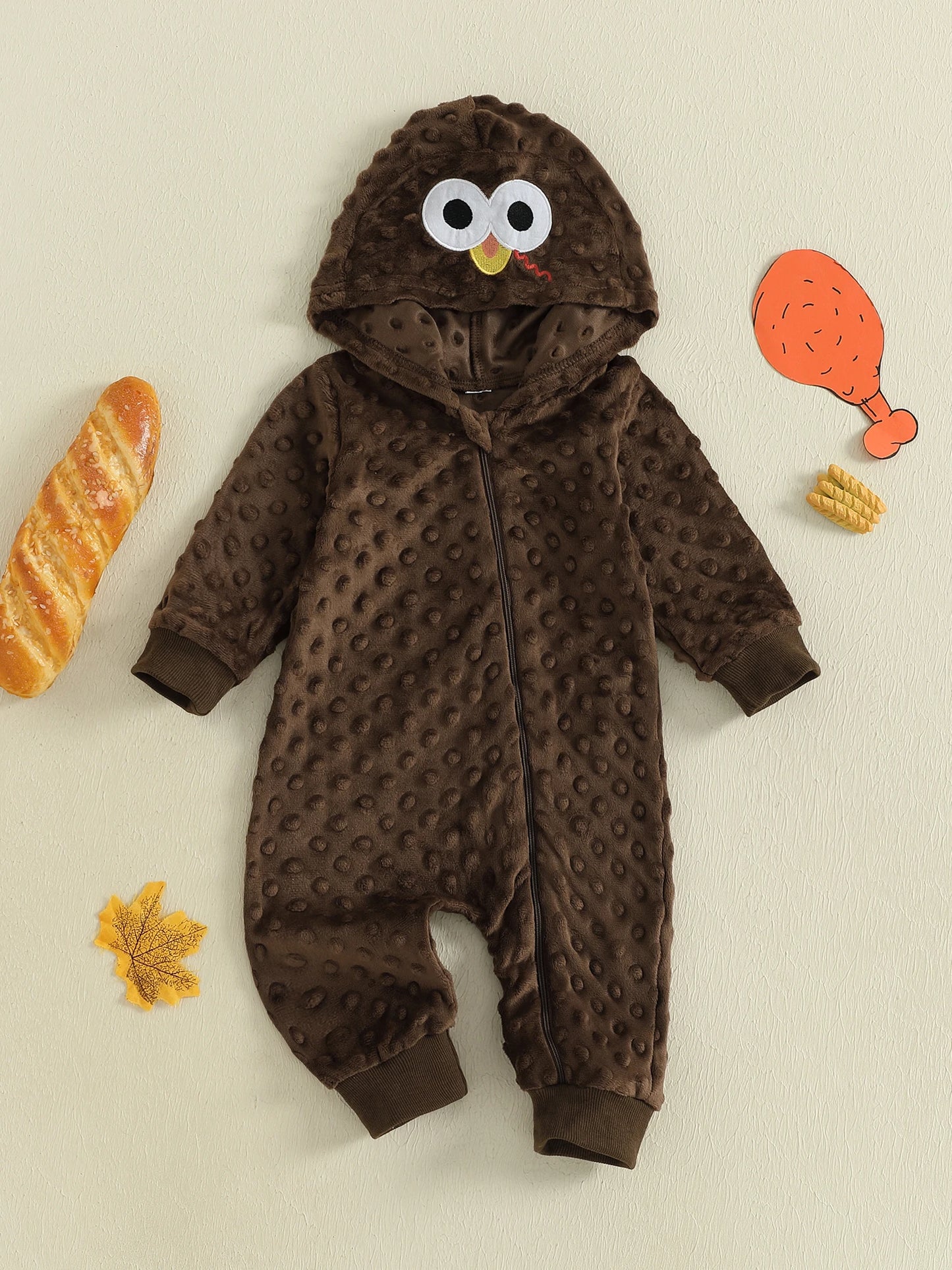 Adorable Infant Duck Costume Cozy Hooded Romper Footless Toddler  Soft Jumpsuit with Zipper Closure